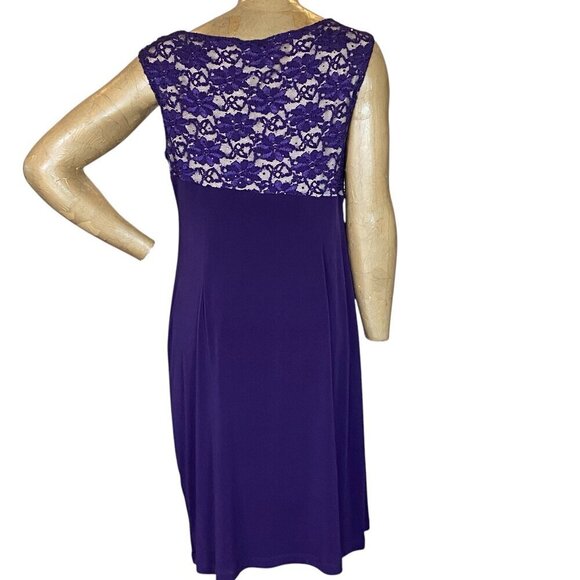 Connected Apparel Lace Sequin Formal Cocktail Dress 14P Purple #349B - Picture 5 of 9